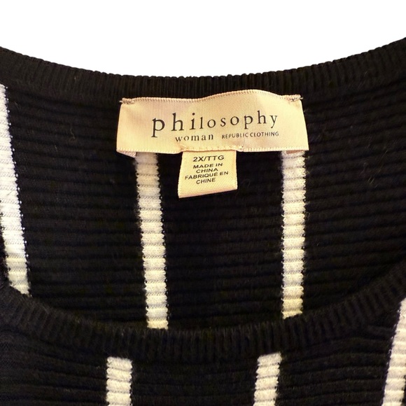 Philosophy Woman Black and White Striped Long Sleeve Sweater sz 2X - Picture 5 of 9